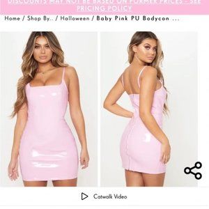 Pretty Little Thing Pink PU Bodycon Dress